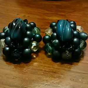 Vintage beaded clip on earrings